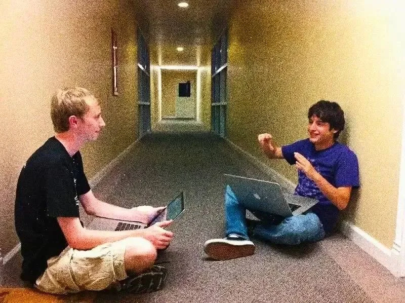 Figma co-founders Evan Wallace and Dylan Field in a photograph published by Figma