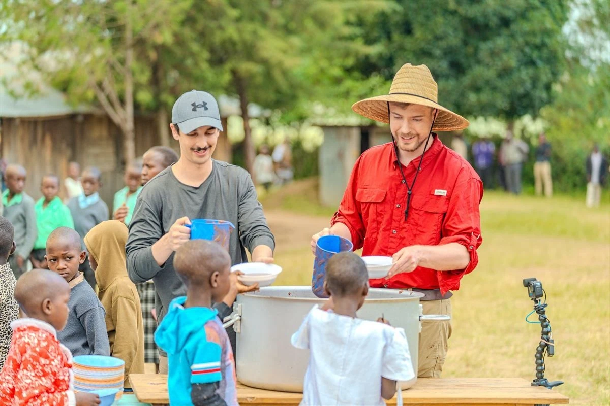 Food distribution at a Beast Philanthropy community project.