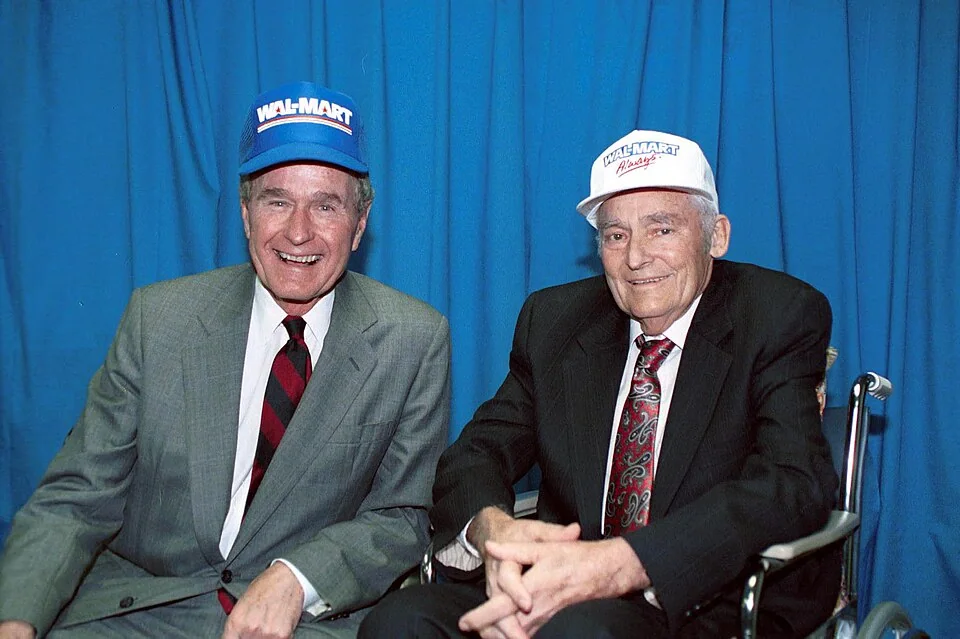 Sam Walton: President George H. W. Bush and Sam Walton.