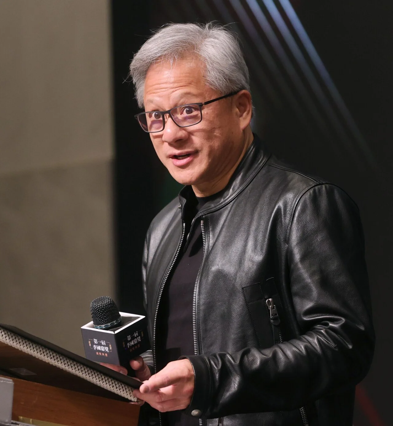 Jensen Huang at an award ceremony in 2023.